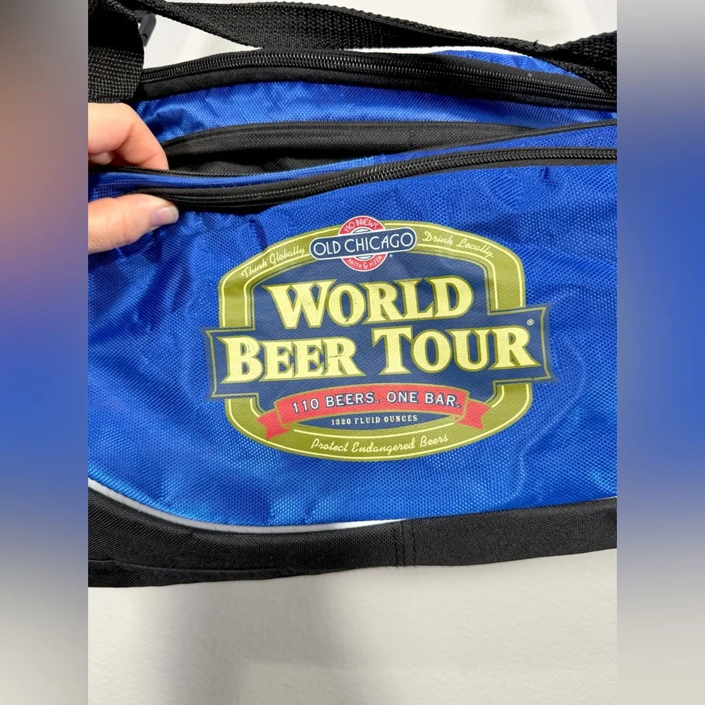 Rare Vintage Old Chicago World Beer Tour Duffel Bag Travel Shoe Slot Blue Black